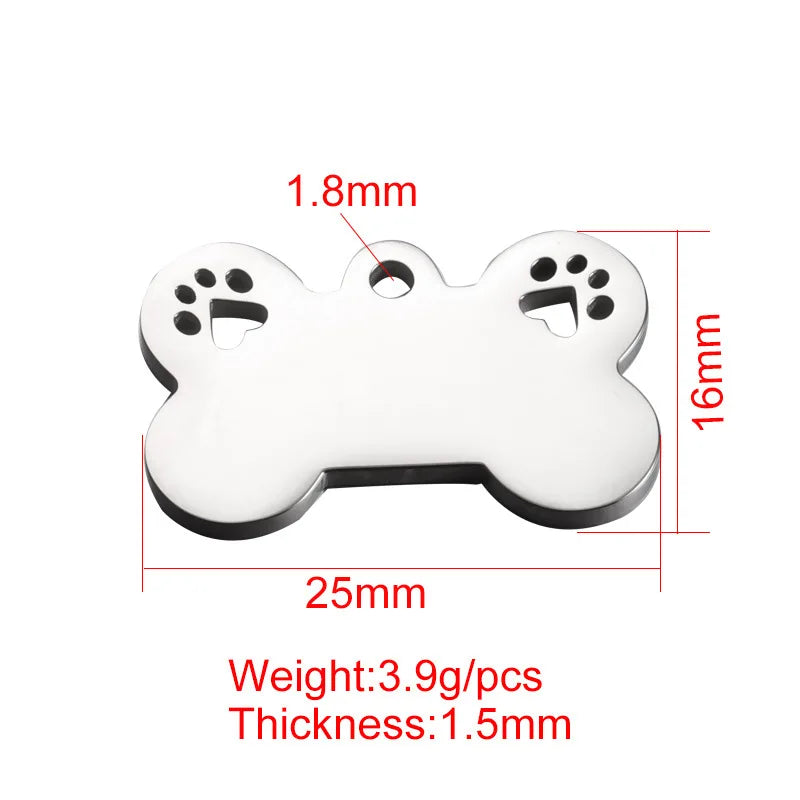 Stainless Steel Dog Bone Charm Blank Engrave Metal Dog Tag Charms 10pcs