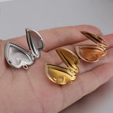 Stainless Steel Heart Photo Locket Pendant 25mm DIY Metal Picture Jewelry 10Pcs