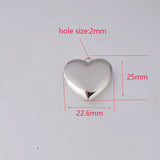 Stainless Steel Heart Photo Locket Pendant 25mm DIY Metal Picture Jewelry 10Pcs