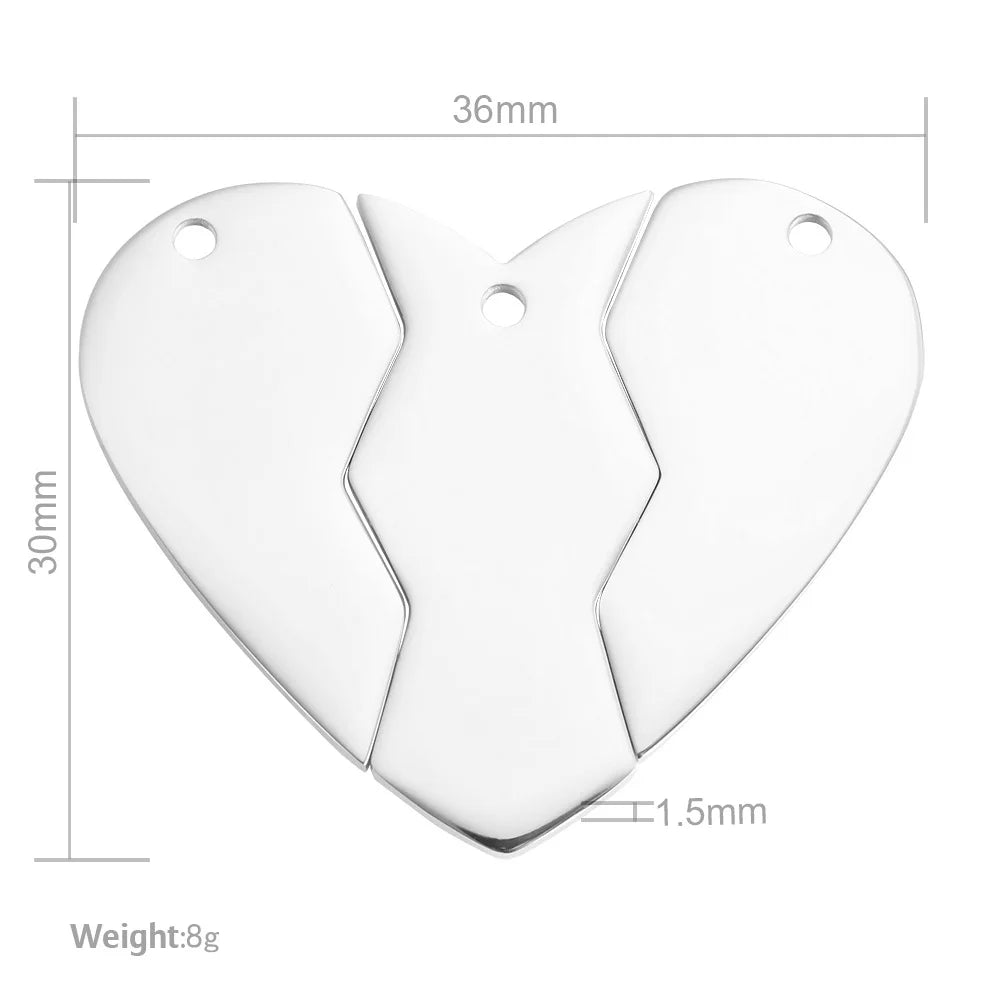 Stainless Steel Heart Puzzle Jigsaw Charm Pendant 10pcs