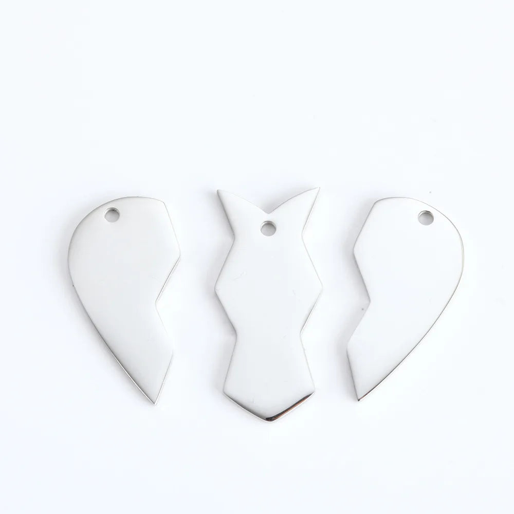 Stainless Steel Heart Puzzle Jigsaw Charm Pendant 10pcs
