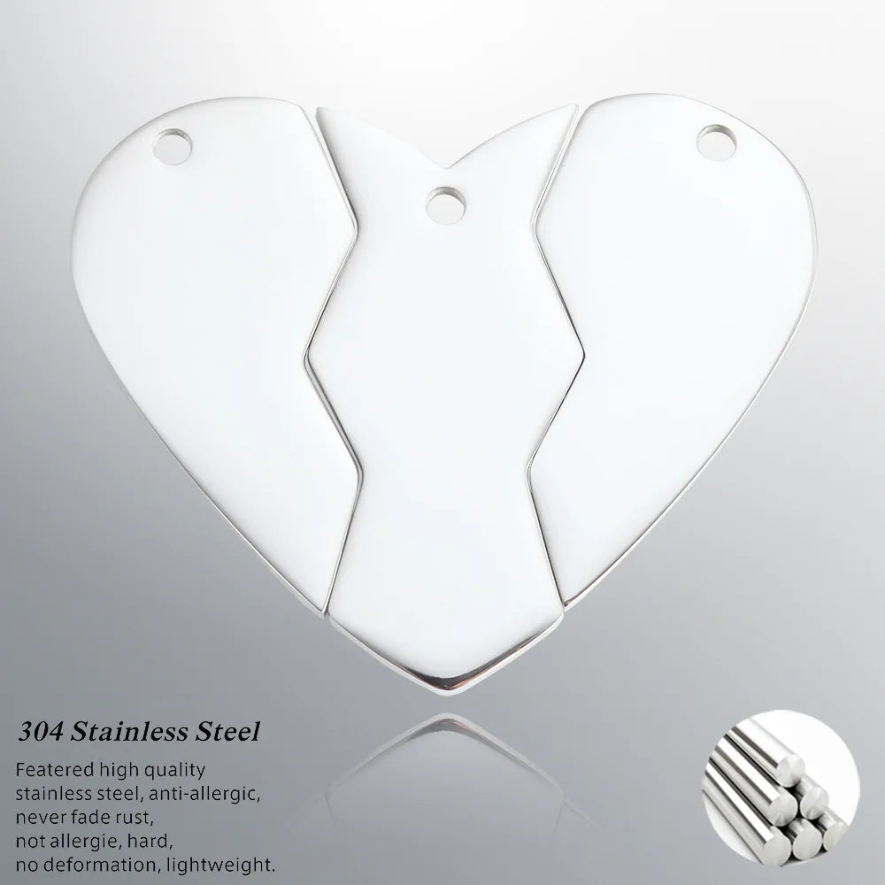 Stainless Steel Heart Puzzle Jigsaw Charm Pendant 10pcs