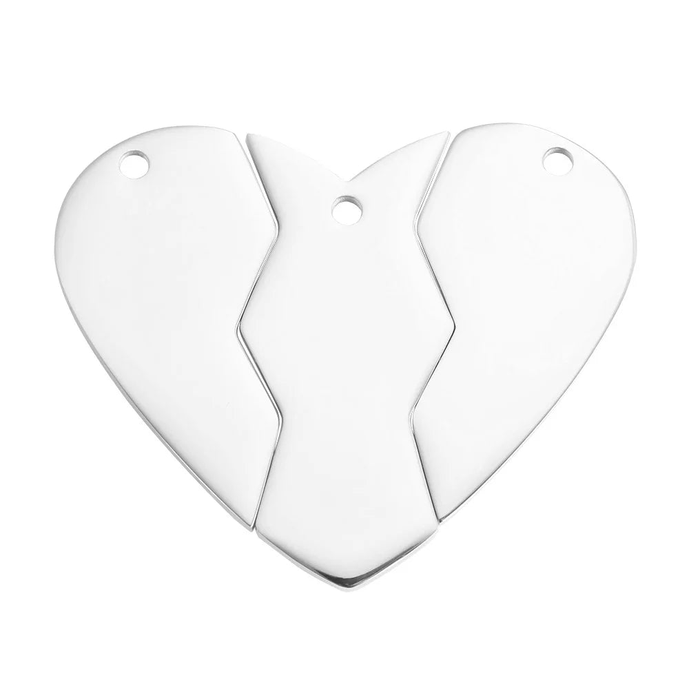 Stainless Steel Heart Puzzle Jigsaw Charm Pendant 10pcs