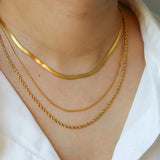 Stainless Steel Herringbone Snake Chain Necklace for Women, Choker Necklaces