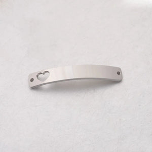 Stainless Steel Hollow Heart Bar Plates For Engrave 2 Hole Metal Bend Bar
