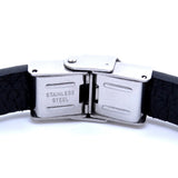 Stainless Steel ID Bracelet 8-Inch Leather