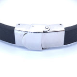 Stainless Steel ID Bracelet 8-Inch Leather