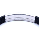 Stainless Steel ID Bracelet 8-Inch Leather