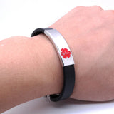 Stainless Steel ID Bracelet 8-Inch Leather