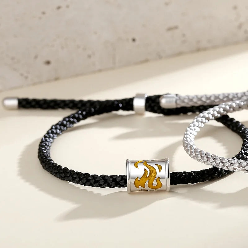 925 Silver Fire & Water Rope Bracelets Lover's Couple Hand Chain Fine Jewelry