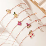 925 Silver Colorful Fruits Charm Bracelet for Women
