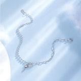 925 Silver Key and Lock Charm Bracelet Platinum Plated