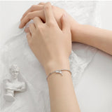 925 Silver Key and Lock Charm Bracelet Platinum Plated