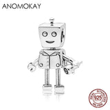 925 Silver Robot Dog Flower Fairy Charms for Bracelet Bangle DIY Jewelry Making
