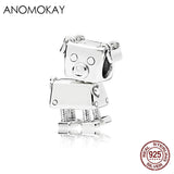 925 Silver Robot Dog Flower Fairy Charms for Bracelet Bangle DIY Jewelry Making
