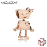 925 Silver Robot Dog Flower Fairy Charms for Bracelet Bangle DIY Jewelry Making