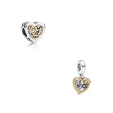 925 Silver Love You Heart Charm Pendant for Bracelets
