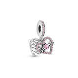 925 Silver Heart Charm Crown Beads Family Tree Pendant for Bracelet DIY Gift