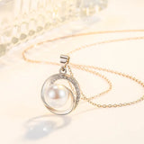 925 Silver Freshwater Pearl Necklace Pendant Women Collares