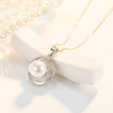 925 Silver Freshwater Pearl Necklace Pendant Women Collares