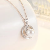 925 Silver Freshwater Pearl Necklace Pendant Women Collares