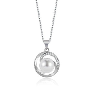 925 Silver Freshwater Pearl Necklace Pendant Women Collares
