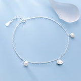 Sterling Silver 925 Pearl Foot Bracelet Women's Sandal Leg Anklet Chain