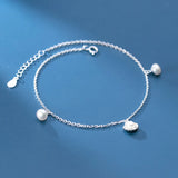 Sterling Silver 925 Pearl Foot Bracelet Women's Sandal Leg Anklet Chain