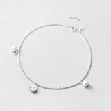 Sterling Silver 925 Pearl Foot Bracelet Women's Sandal Leg Anklet Chain