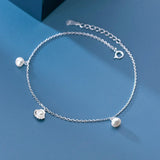Sterling Silver 925 Pearl Foot Bracelet Women's Sandal Leg Anklet Chain