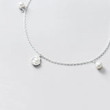 Sterling Silver 925 Pearl Foot Bracelet Women's Sandal Leg Anklet Chain