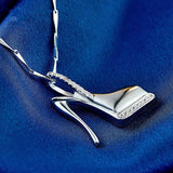925 Silver High Heel Zircon Pendant Necklace Jewelry