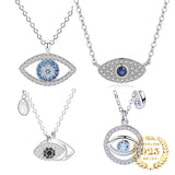 925 Silver Evil Eyes Pendant Necklace CZ Jewelry for Women