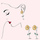 Sterling Silver Pansy Flower Cactus Earrings