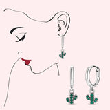 Sterling Silver Pansy Flower Cactus Earrings