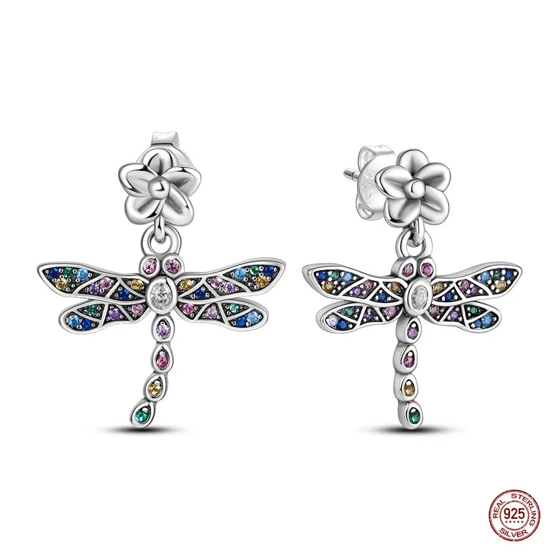 Sterling Silver Pansy Flower Cactus Earrings