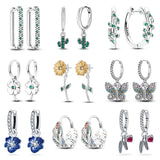 Sterling Silver Pansy Flower Cactus Earrings