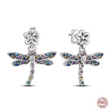 Sterling Silver Pansy Flower Cactus Earrings