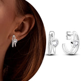 Sterling Silver Colorful Zirconia Rainbow Feather Earrings