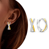 Sterling Silver Colorful Zirconia Rainbow Feather Earrings