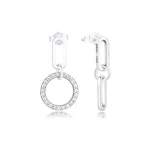 Sterling Silver Circle & Link Drop Earring