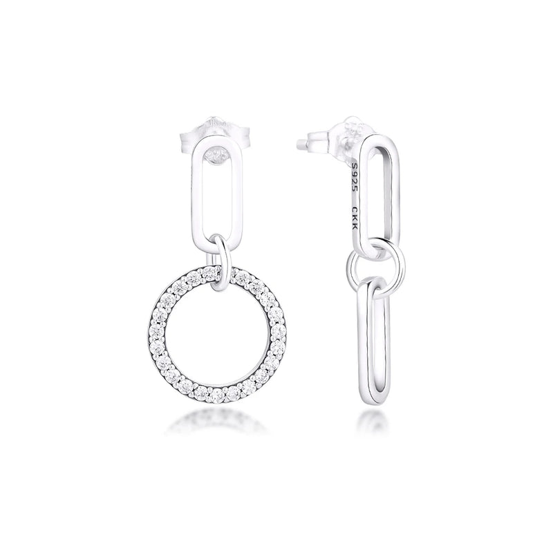 Sterling Silver Circle & Link Drop Earring