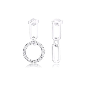 Sterling Silver Circle & Link Drop Earring