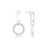Sterling Silver Circle & Link Drop Earring