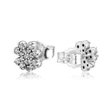 Sterling Silver Lucky 4-Leaf Clover Stud Earring with CZ
