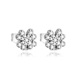 Sterling Silver Lucky 4-Leaf Clover Stud Earring with CZ