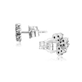 Sterling Silver Lucky 4-Leaf Clover Stud Earring with CZ