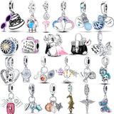 Sterling Silver Women's Bag Airplane Luggage Charms for Bracelets DIY Jewelry