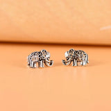 Sterling Silver Elephant Earrings Retro Style