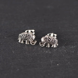 Sterling Silver Elephant Earrings Retro Style